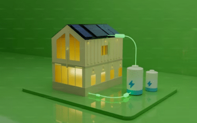 3d art of a house connected to a battery