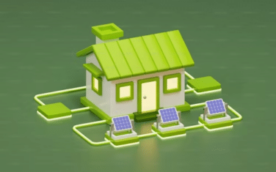 3d art of a house connected to a solar panel