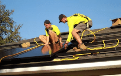2 electricians above the roof